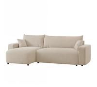 GREKPOL Canapé d'angle Convertible 145x248 - 3 Places Convertible - Espace de Rangement - Canapé Lit - Beige