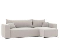 GREKPOL Canapé d'angle Convertible 145x248 - 3 Places Convertible - Espace de Rangement - Canapé Lit - Beige