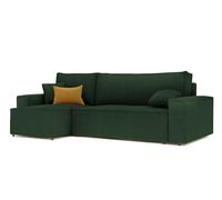GREKPOL Canapé d'angle Convertible 244x145 Velours Côtelé à Gauche ou à Droite - Canapé avec Espace de Rangement - Sofa Vert