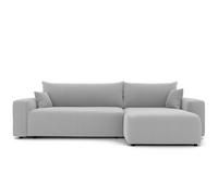 Canapé d'angle rembourré PIANO XL avec fonction sommeil et coffre de lit Canapé velours côtelé Ottomane universelle Canapé-lit gris Poso 110