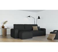 GREKPOL Canapé d'angle Jobo Tissu Canapé avec fonction de couchage et coffre de lit Canapé-lit Coin Garniture de canapé Canapé-lit à ressorts ondulés - Universal Couleur : Poso 135 Noir