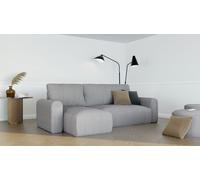 GREKPOL Canapé d'angle Jobo Tissu Canapé avec fonction sommeil et coffre de lit Canapé convertible Coin salon Canapé-lit à ressorts ondulés - Universal Couleur : Poso 110 Gris clair