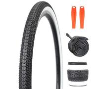 GRELiving 1 jeu de pneus de VTT 26 x 1,75" + 26 x 1,75/2,125" AV48 mm + 2 démonte-pneus pour VTT / vélo de ville / vélo de route