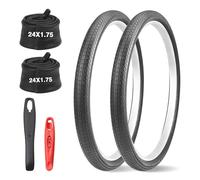 GRELiving 2 Sets Pneus de Vélo 20/24/26x1,75 Pouces + Chambres à Air 1,5-1,75" Valve Américaine 35mm & Démonte-Pneus. Le Choix Ideal pour Les Passionnés de Cyclisme (24x1.75 Set)