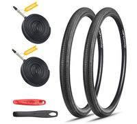GRELiving Lot de 2 pneus de vélo de route, 700 x 28/32/35c, pneus pliables avec valve Presta FV48 et levier, adaptés pour les vélos de route, vélos de ville, vélos de tourisme (700 x 32 C)