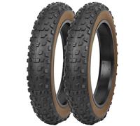 GRELiving Lot de 2 pneus de vélo électrique pliables Fat Tire Fett - 20 x 4,0/26 x 4,0 pouces - Pneu de rechange pour vélo électrique / VTT - Snow Bike (noir avec paroi marron, 20 x 4,0 pouces)