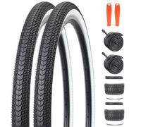 GRELiving Lot de 2 pneus de VTT 26 x 1,75" + 26 x 1,75/2,125" AV48 mm + 2 démonte-pneus pour VTT / vélo de ville / vélo de route