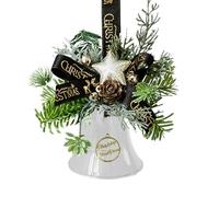 Grelots de Noël à suspendre, avec corde, fleurs, feuilles de houx, suspension de porte en métal, ornements à suspendre pour intérieur et extérieur, pour arbre, fenêtre/porte, fournitures de fête de