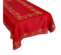 Grelucgo Embroidered Christmas Holiday Holly Tree Tablecloth (57 × 83 inches Rectangular Tablecloth)