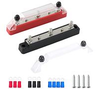 Greluma 1 Paire Bornier de distribution d'alimentation à 5 voies, kit de barre omnibus de batterie à 5 bornes, 3 bornes M6 (1/4"), 2 bornes à vis M4 (#8) avec cosses à anneau