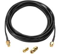 Greluma 1 Pièce 5m SMA Mâle à SMA Femelle Cloison RG174 Câble Coxial + 2 Pcs Kit Adaptateur SMA Coaxial RF pour Antenne Équipement SDR Radio HAM, Antenne 3G 4G LTE, ADS-B, GPS