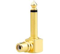 Greluma 1 Piece Adaptateur convertisseur Audio RCA vers TS 1/4",Prise Microphone RCA Femelle vers Prise Microphone Mono mâle 6,35mm,connecteur Jack Guitare en cuivre plaqué Or à Angle Droit 90 degrés