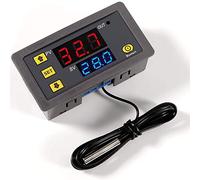 Greluma 1 pièce DC 12V 20A contrôleur de température numérique,chauffage refroidissement thermostat capteur de commutation mètre avec sonde NTC 10K étanche,plage dès -50 ℃ à 110 ℃