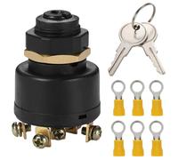 Greluma 1 Pièce Interrupteur d'allumage et de démarrage, interrupteur d'allumage robuste à poussoir pour starter, 6 vis, 3 positions, avec 2 clés et 2 à 5 bornes, kit pour bateaux à moteur hors-bord