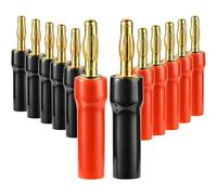 Greluma 12 Pcs Fiche Banane 4 mm à Visser, connecteur de câble Audio plaqué Or 4 mm pour Haut Parleur, Plaque Murale, Home cinéma, amplificateurs et systèmes Audio.