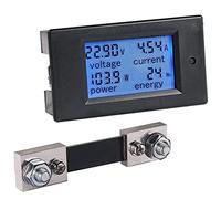 Greluma 1PC DC 6.5-100V 100A Affichage LCD Numérique Courant Tension Puissance Compteur D'énergie Multimètre Ampèremètre Voltmètre, 4 en 1 Numérique Amp Volt Watt Kwh Mètre Testeur Jauge avec Shunt