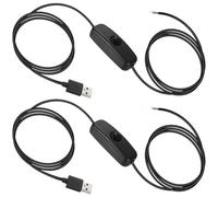 Greluma 2 Pcs Câble d'extension commutateur USB 2m 5V,prise mâle USB 2.0 et câble de charge d'alimentation 2 broches 2 fils DIY pour ventilateur USB 5V,bandes LED,lampe bureau,enregistreur conduite