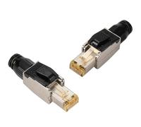 Greluma 2 Pcs Connecteur RJ45 Cat6A sans outil, plaqué or, connecteur réseau sans outil, fiche Ethernet blindée pour câble Ethernet Cat5/Cat5e/Cat6, jusqu'à 10 Gbit/s