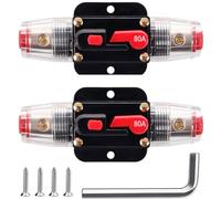 Greluma 2 Pcs Fusible de réinitialisation de disjoncteur en ligne 40A,porte-fusible de réinitialisation 12V-24V DC 80A avec réinitialisation manuelle pour la protection du système audio de bateau