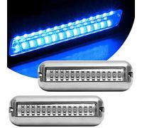 Greluma 2 Pcs lumières LED sous-marines pour bateaux à 42 LEDs, lumière de tableau arrière de bateau sous-marin pour pontons marins, lumières de pont de bateau en acier inoxydable IP68 étanches-Bleu