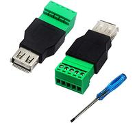 Greluma 2 Pcs USB 2.0 A Bornier à Vis Connecteur avec Un Tournevis, USB 2.0 A Prise Femelle à 5 Broches Femelle Boulon Vis Bouclier Terminal Prise Adaptateur Convertisseur 300V 8A