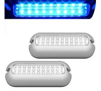 Greluma 2 pièces Lumières LED sous-marines pour bateaux à 27 LED, lumière sous-marine pour pontons marins, lumières de pont de bateau en acier inoxydable IP68 étanches - Bleu