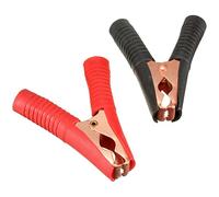 Greluma 2 Pièces Pinces Crocodiles de Batterie de Voiture de 90mm de Long, Pinces de Batterie isolées 100A, Pinces de câble de Cavalier en cuivre pour Bateau de véhicule de Camion de Voiture