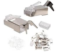 Greluma 20 Pièces Extrémité CAT7, connecteurs RJ45 blindés en métal Fiche modulaire - Connecteur Ethernet à sertir pour câble réseau RJ45 FTP 8P8C (trou de fil 1,45 mm)