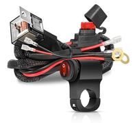 Greluma 2M Kit de câblage pour barres lumineuses LED 2 fils,interrupteur guidon de moto 22mm 7/8" 12V 40A,relais,fusible,faisceau de câbles nylon pour VTT,motos tout terrain,scooters,feux de moto