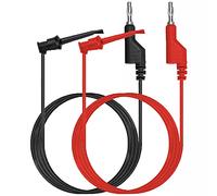 Greluma 2PCS Câbles de test banane à crochet de test, Fiche banane empilable de 4 mm pour tester les pinces à crochet fils de câble de test flexibles 500V 5A pour les tests électriques de multimètre