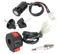 Greluma 4 Fils Clé de contacteur d'allumage avec capuchon+nterrupteur de démarrage gauche 3 fonctions+bougie d'allumage pour 50cc 70cc 90cc 110cc 125cc 150cc ATV 4 roues Dirt Bike Scooter pièces