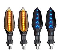 Greluma 4 Pièces 12 V Universel Indicateur de Clignotant de Moto Clignotant Ambre Lumière Double Couleur 17 LED Bleu Ambre Lampe