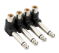Greluma 4 pièces Adaptateur audio RCA à angle droit vers TS 6,35 mm, prise mâle mono 90 degrés 1/4" vers connecteur femelle RCA pour haut-parleur, amplificateur, son de guitare