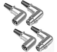 Greluma 4 Pièces Connecteurs XLR à 90 degrés à 3 broches, 2 paires de connecteurs XLR mâle/femelle à angle droit, prise de câble de micro coudé, prise Audio de microphone