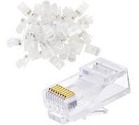 Greluma 40 Pièces Extrémités de connecteur Ethernet RJ45 CAT6 CAT6A - Fiches modulaires à 3 broches plaquées or pour fils à paire torsadée 23AWG et câbles solides
