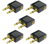 Greluma 5 Pcs Adaptateurs de vol 1/8" pour Casque d'avion, Double Adaptateur 3,5 mm mâle vers 3,5 mm Femelle