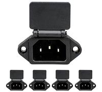 Greluma 5 Pièces C14 Adaptateur de prise de montage sur panneau C14, AC 250V 10A 3 broches IEC Module d'entrée prise de courant avec couvercle