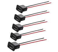 Greluma 5 Pièces Prise USB 3A 2 broches, connecteur USB femelle 2 fils avec boucle à rainure à pression