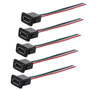 Greluma 5 Pièces Prise USB 3A 4 broches, connecteur USB femelle 4 fils avec boucle à rainure à pression
