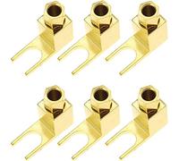 Greluma 6 Pcs Connecteur de Câble de Haut-Parleur, Adaptateur Banane à Bêche Haut de Gamme Fil de Câble de Haut-Parleur à Angle Droit Fourche à Bêche et Connecteur de Borne, Plaqué Or