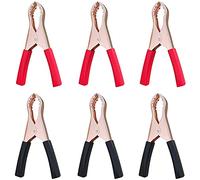 Greluma 6 Pièces Pinces Crocodiles de Batterie de Voiture de 80mm de Long, Pinces de Batterie isolées 50A, Pinces de câble de Cavalier en cuivre pour Bateau de véhicule de Camion de Voiture