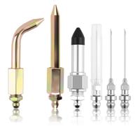 Greluma 6pcs Kit d'accessoires pour pistolet à graisse,comprenant 3 buses de graisse,1 raccord de joint,une buse droite,1 aiguille,un raccord coudé et un coupleur adaptateur pour espaces restreints