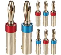 Greluma 8 pcs Fiches Bananes plaquées Or pour Enceintes 4 mm, pour câbles d'enceintes, plaques murales, Home cinéma, récepteurs Audio/vidéo, amplificateurs et systèmes Audio.