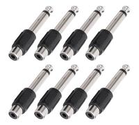 Greluma 8 pièces RCA vers 6,35mm adaptateurs,RCA Femelle vers TS 1/4" Mono mâle convertisseur connecteur Audio Prise plaqué Or pour Table de mixage,ampli,Caisson de Basses