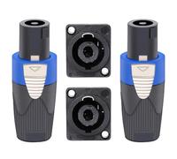 Greluma Lot de 2 Kit connecteurs compatible Speakon,prise haut-parleur 4 pôles à verrouillage par rotation et supports montage sur panneau châssis,compatible avec les séries NL4FC,NL4FX,NL4MPR et NL2
