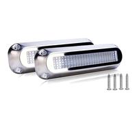 Greluma Lot de 2 lumières sous-marines LED pour bateaux marins (120 LED 180° bleu), DC 10V-30V IP68 étanches, montage en surface pour bateau de croisière, yacht, bateau à voile, ponton, feu arrière