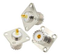 Greluma Montage sur Panneau UHF, Femelle SO239 Montage sur châssis 4 Trous Jack Bride coupelle à souder connecteur coaxial RF pour antenne 1/4 Onde, antenne de Plan de Masse-3 pièces