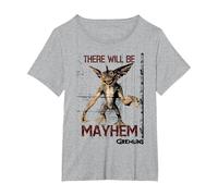 Gremlins There Will be Mayhem T-Shirt, Femme Grandes Tailles, Gris Chiné, 6X