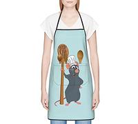 Gremy Ratatouille Anyone Can Cook Tablier de cuisine pour homme et femme avec poche, imperméable, réglable, tablier de chef de cuisine amusant pour la cuisine, la pâtisserie, bleu, Comme indiqué sur