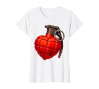 Grenade à Main Love Bomb Heart T-Shirt Graphique avec Valeur